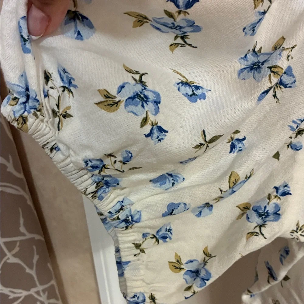 NWT Old Navy White Mini Dress with Blue Floral Print Sz XXLP-Linen Blend